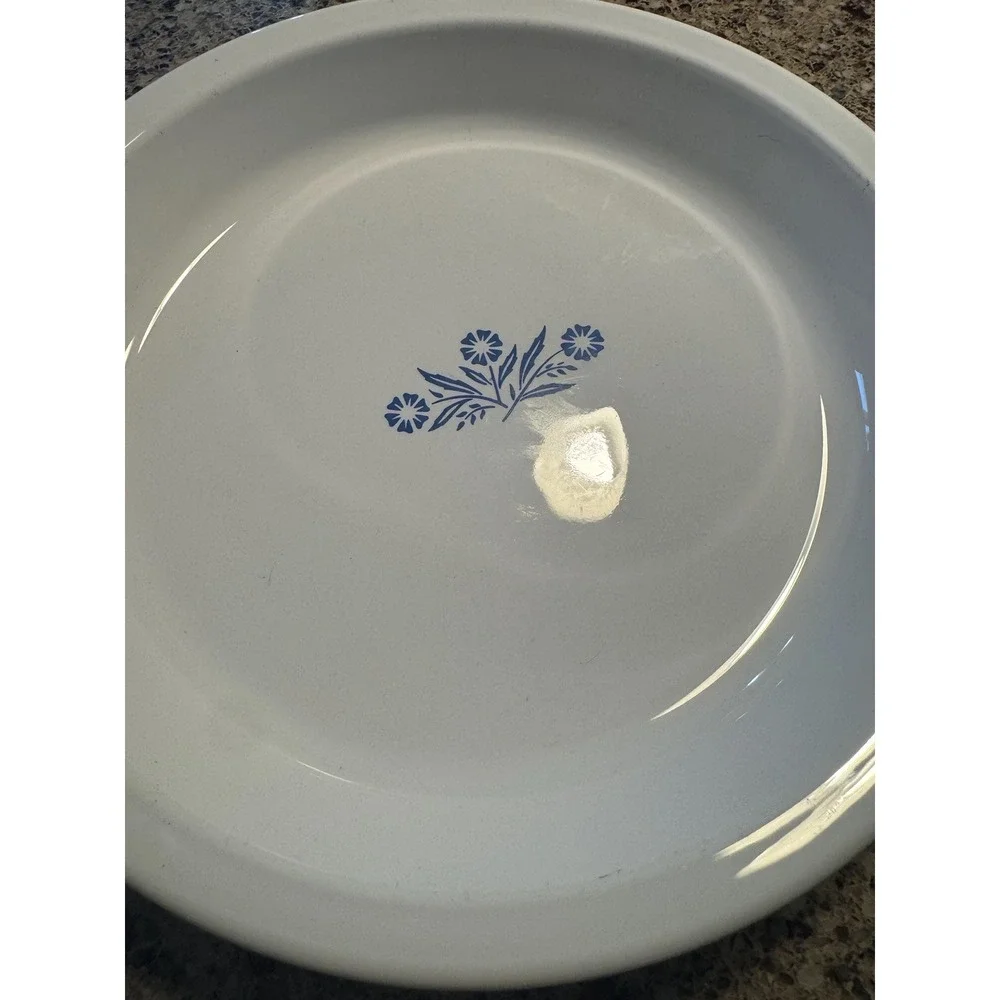 2 Corning Ware French White & Cornflower Pie Plate Dish 9 inch P309 VTG Clean!